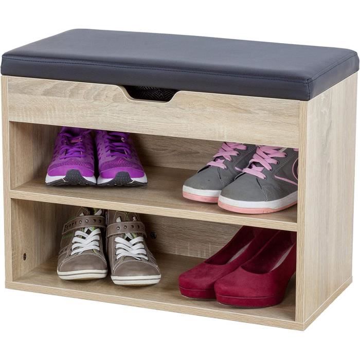 Meuble à Chaussures VITO, chêne noueux, 60 cm, Banquette avec Coussin