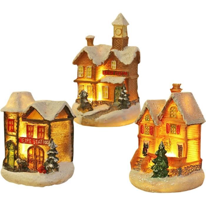 Décorations de Noël, 3 Pcs Deco de Noel Interieur Résine Village de