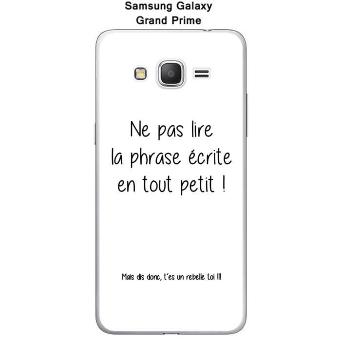 Coque Samsung Galaxy Grand Prime Citation Noir fond blanc-3 ...