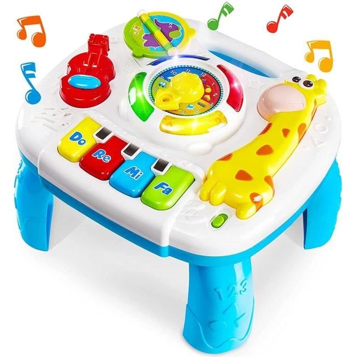 Fajiabao Jouet Bebe 1 an - Table Activité Bébé 6 en 1 Jouet Enfant Jeux  Bebe 1 2 3 Ans Fille Garçon Table d'Activité Musicale Bebe Jouet Eveil  Éducatif Cadeau Noel pour