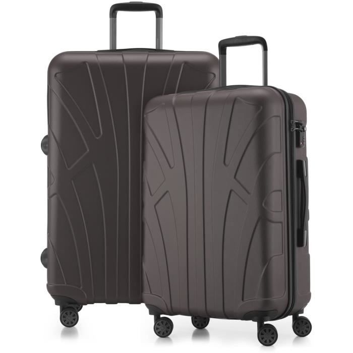 Bagage Rigide de Taille Moyenne Extensible Set de 2 valises 66 cm SUITLINE Serrure à Combinaison TSA Trolley légere Argent 