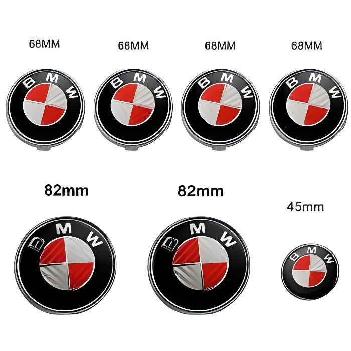 KIT 7 Badge LOGO Embleme BMW Noir Ronge Capot82mm + Coffre82mm +Volant + 4x  cache moyeu 68mm - Cdiscount Auto