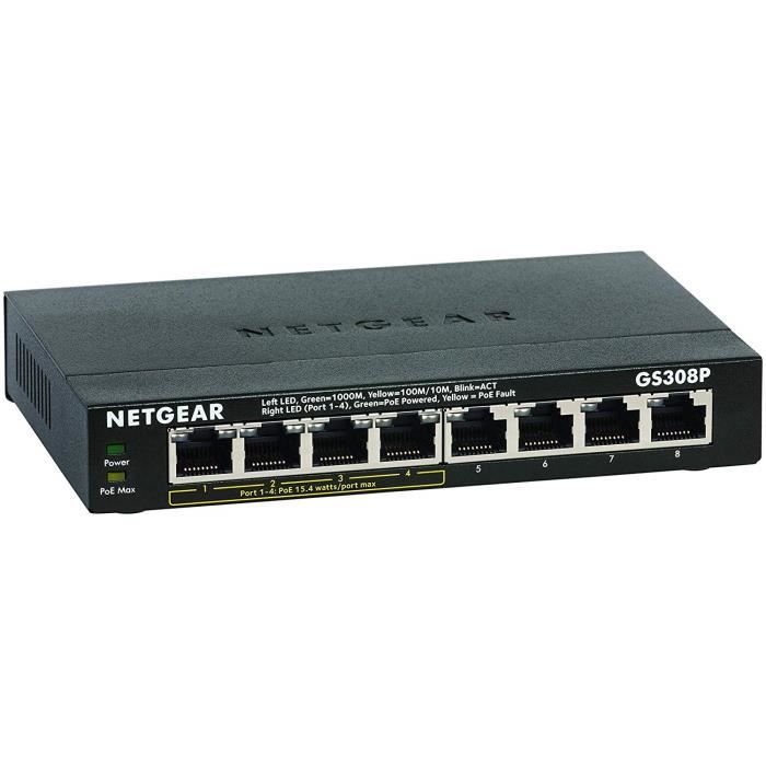 Switches Et Hubs Réseau - Gs308p-100pes Gigabit 8 Ports Poe Ethernet 4 À  55w - Cdiscount Informatique