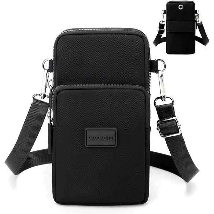 Cordon Réglable Pour Téléphone Avec Porte-monnaie FOSDICK - Noir à Nœud Rose, Bandoulière Ou Dragonne