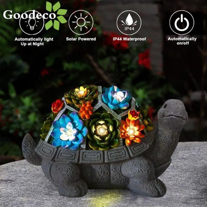 Goodec – Statue de tortue de Jardin solaire, décoration extérieur