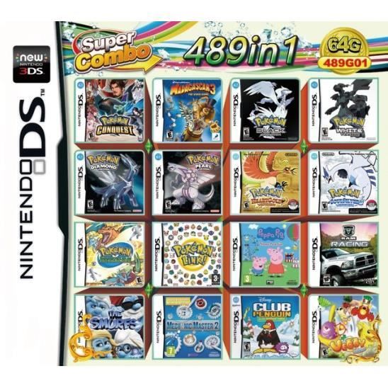 489 en 1 Cartouche de jeu DS Pokémon Mario Eco Creatures Jewel Master Multicart pour Nintendo DS NDSL NDSi 3DS 2DS