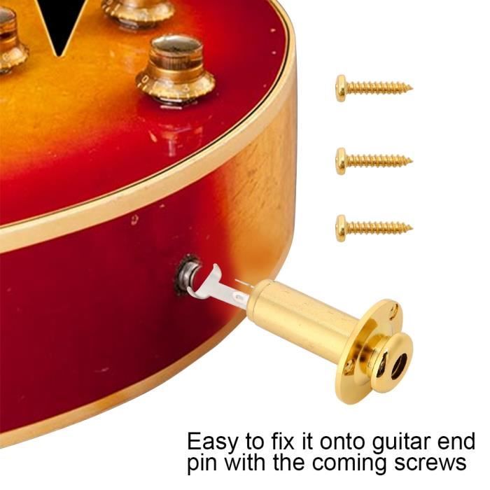 Broche d'extrémité en métal durable 6.35mm 1/4 prise jack de sortie pour  guitare électrique acoustique (or)-CHD