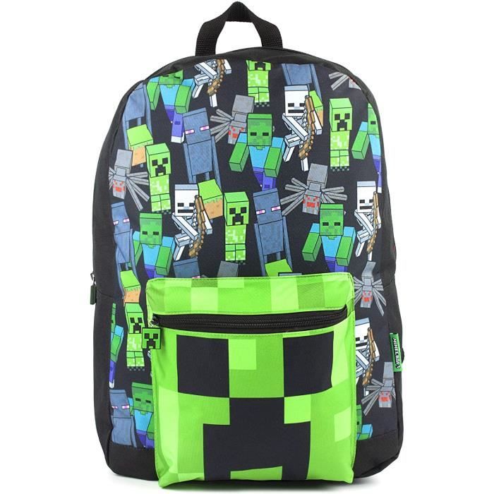 CARTABLE Minecraft Backpack For Boys Kids Black Gamer Bag Sac