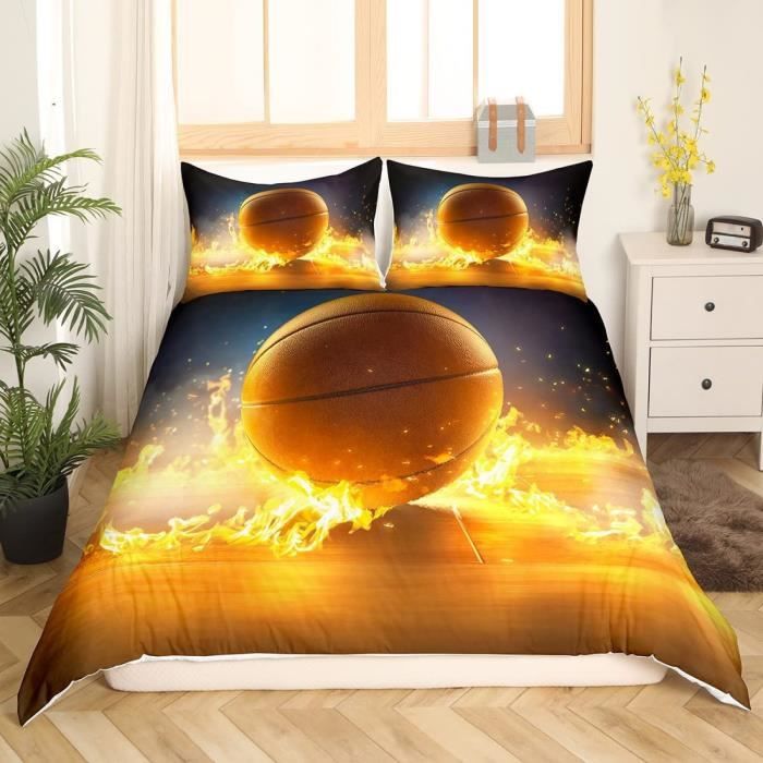 Housse de Couette 220x240 Basket Flamme Parure de Lit 3D Housses