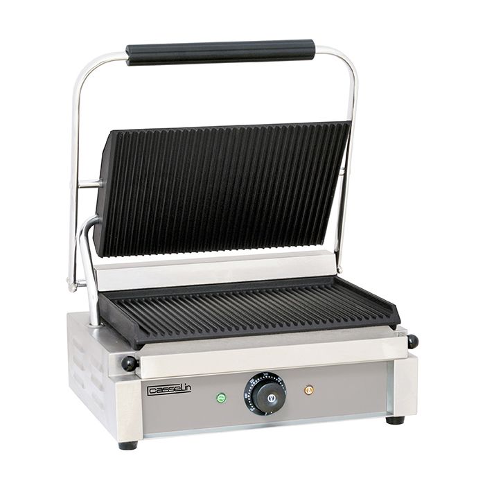 Grill Panini Tacos Rainuré professionnel - Casselin - 335 x 220 mm - 2200 Watt - Acier inoxydable