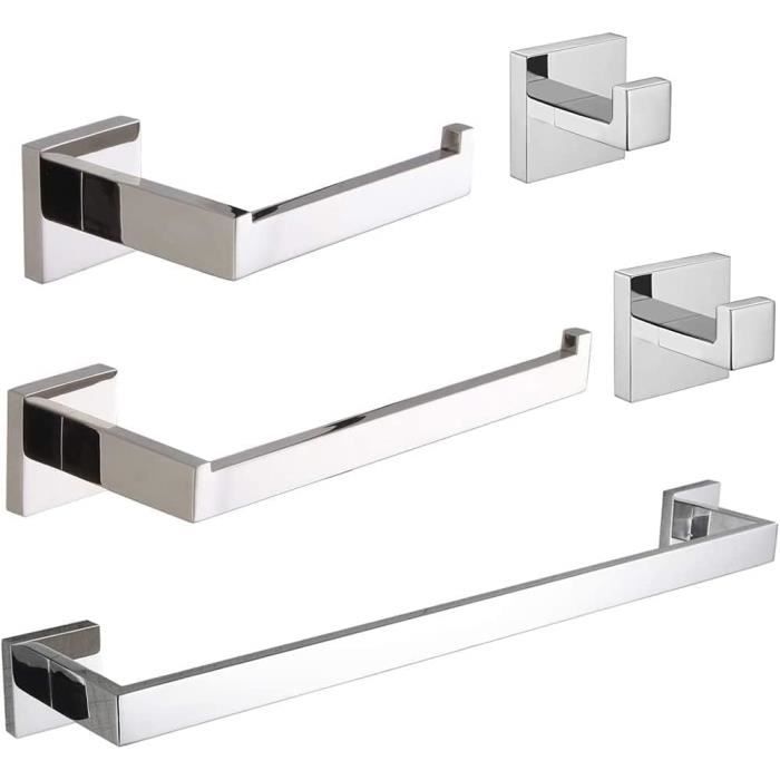 Ensemble Salle De Bain 4 Pièces Flybath - Barre Serviette, Porte-Papier, Crochet - Bronze Brossé