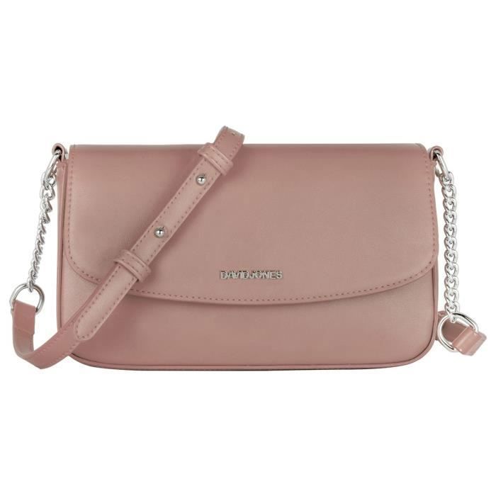 David Jones - Petit Sac Bandoulière Femme - Sacoche Portefeuille Téléphone Simili Cuir PU Rigide - Besace Rectangle - Rose