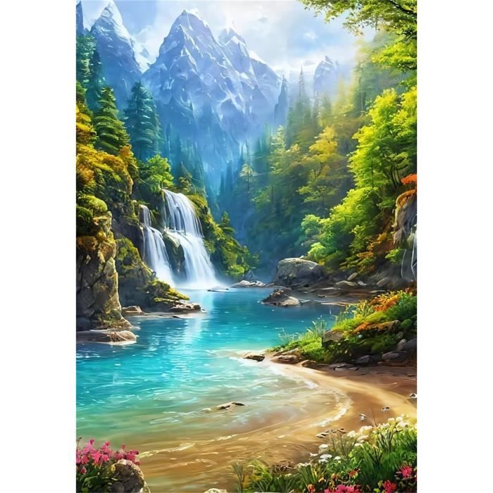 Diamond Painting 5D – Pont Sous Cascade Par Diamondmosaic (Kit Complet, Neuf)