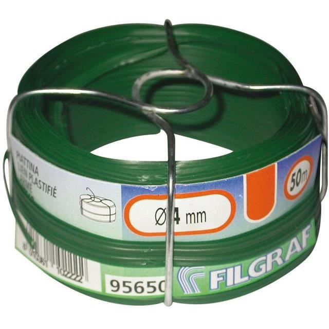 Fil attache plastifié vert - FILGRAF - 50 m - Ø4 mm