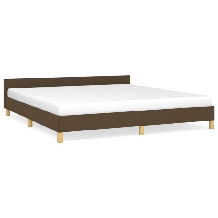 Cadre de lit - GAROSA - Marron foncé - 160x200 cm - Tissu 100% polyester - Design contemporain