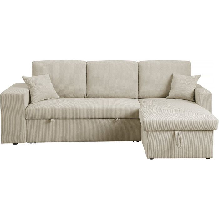 Canapé dangle en velours côtelé convertible/réversible Axel - 3 places - Beige