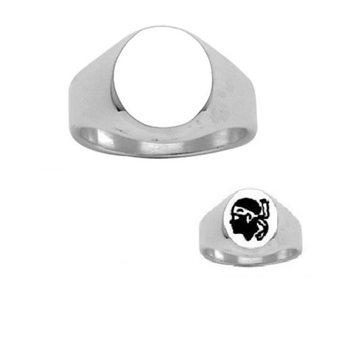 Chevaliere Homme Argent Gravure Corse Tete De Maure Taille 50 A 75