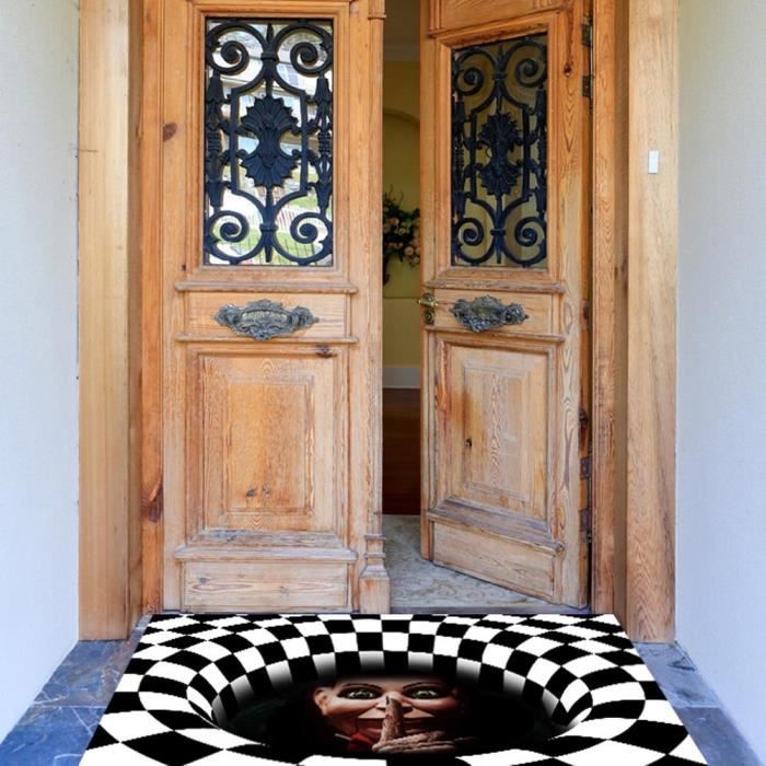 Paillasson Halloween Clown Effrayant 3D - 40x60 Cm, Antidérapant, Pour Intérieur/Extérieur - Décoration Terrifiante Porte