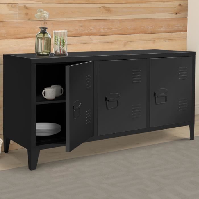 chambre /à coucher cuisine salle /à manger Keinode Buffet 2 portes avec 2 /étag/ères et 3 tiroirs avant brillant avec lumi/ères LED Meuble TV pour salon couloir salle de bain