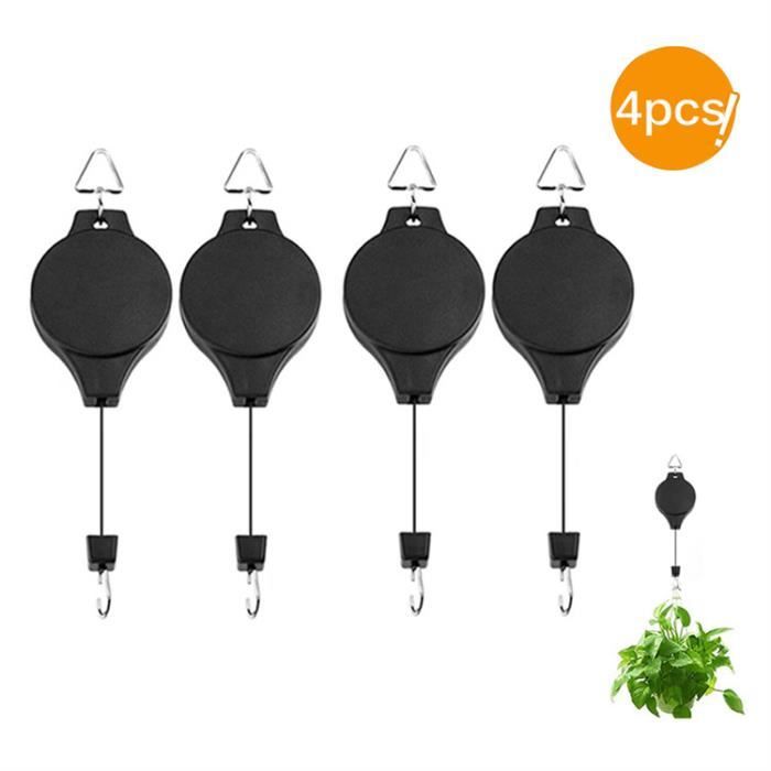 Lot De 2 Crochets Rétractables Pour Suspensions – Support Jusqu’à 12 Kg, Réglable En Hauteur – Noir