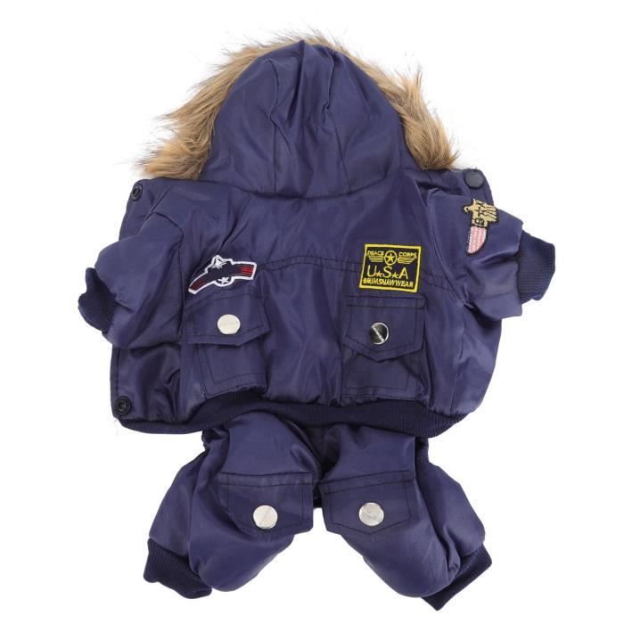 Comparer les prix de minifinker Manteau d'hiver pour chien mignon et épais avec capuche pour petits et moyens chiens - Bleu