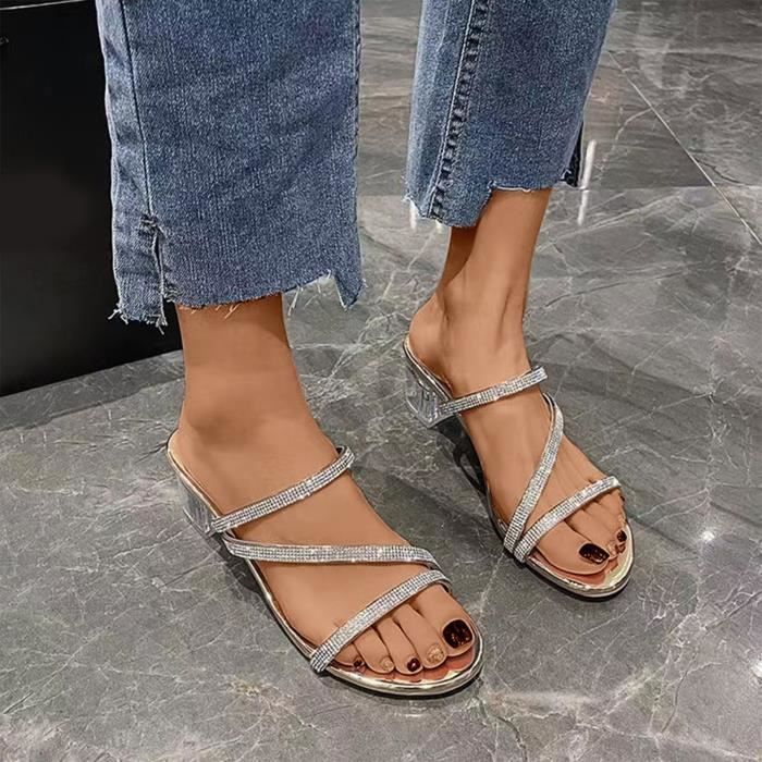 sandale talon transparent