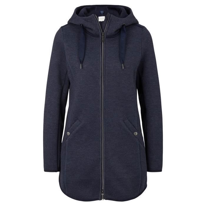 TOM TAILOR 1027144 Veste polaire a Capuche Femme 30592 Navy Twill Structure XS Navy twill structure Cdiscount Pret a Porter