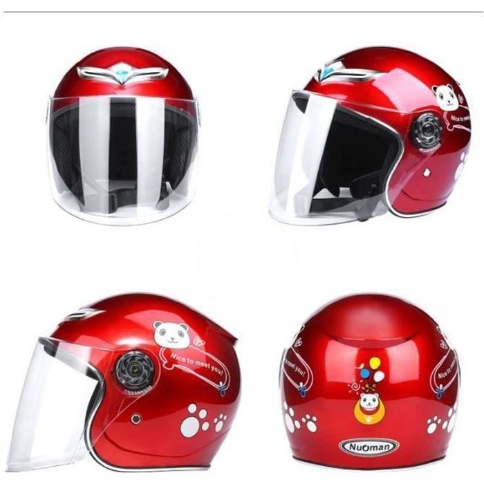 Casque Moto Enfants Taille Unique 48-56cm - Casque Scooter Avec Visière Anti-Rayures, Design Moderne