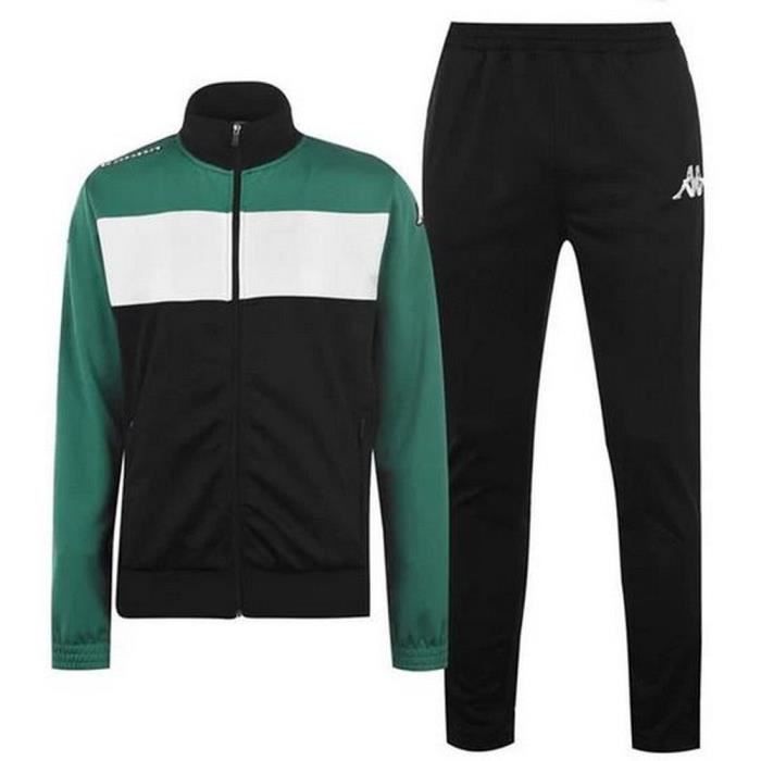 Jogging Multisport Homme Kappa - Noir Blanc Vert - Confortable et Liberté de Mouvement