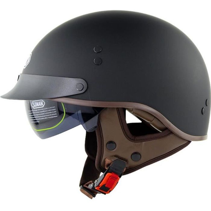 Casque Moto Scooter Jet Visiere Pare-soleil Casques Harley Vintage  Demi-Coquille pour Hommes et Femmes Quatre Saisons, Noir Mat - Cdiscount  Auto