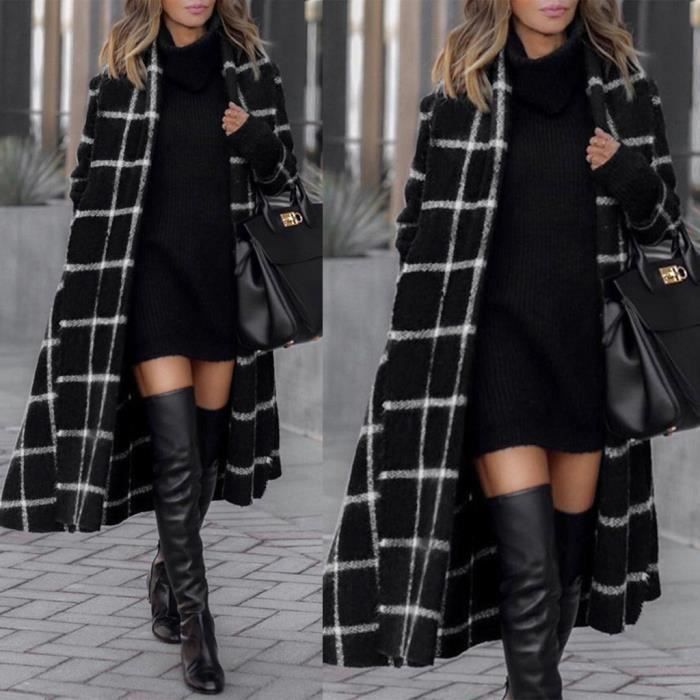 Manteau long carreau femme sale