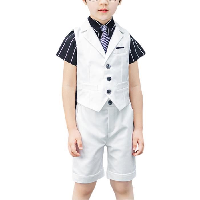 4 Pieces Garcon Costumes de Soiree Enfant Costume de Ceremonie Banquet Bapteme Costard de Fete Summer Mariage Costumes Blanc C Blanc c Cdiscount Pret a Porter
