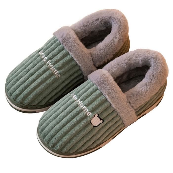 Chaussons Femme Hiver En Fausse Fourrure - Pantoufles Bout Ouvert Antidérapantes