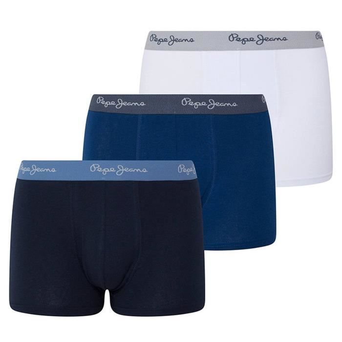 Pepe Jeans Calecon Homme uni Paquet de 3 Bleu blanc Cdiscount Pret a Porter