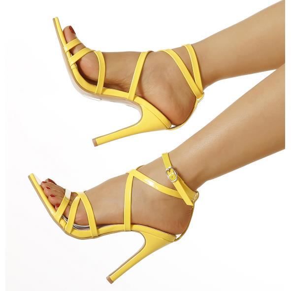 escarpin jaune petit talon