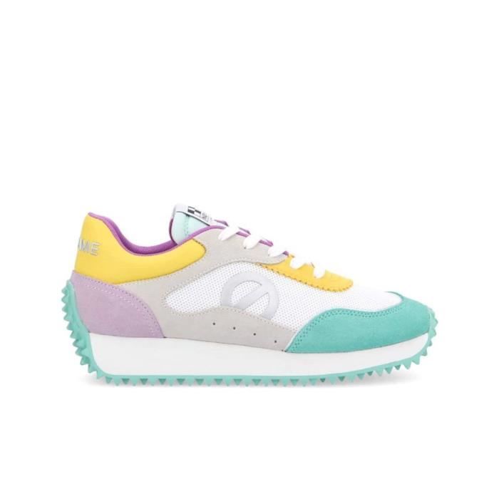 No Name Sneakers Femme - NO NAME - PUNKY JOGGER - AIR MESH/SUEDE - Blanc Multi - Lacets