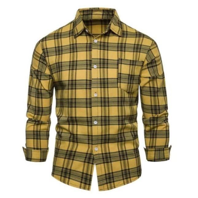 Chemise a 2025 carreaux jaune homme