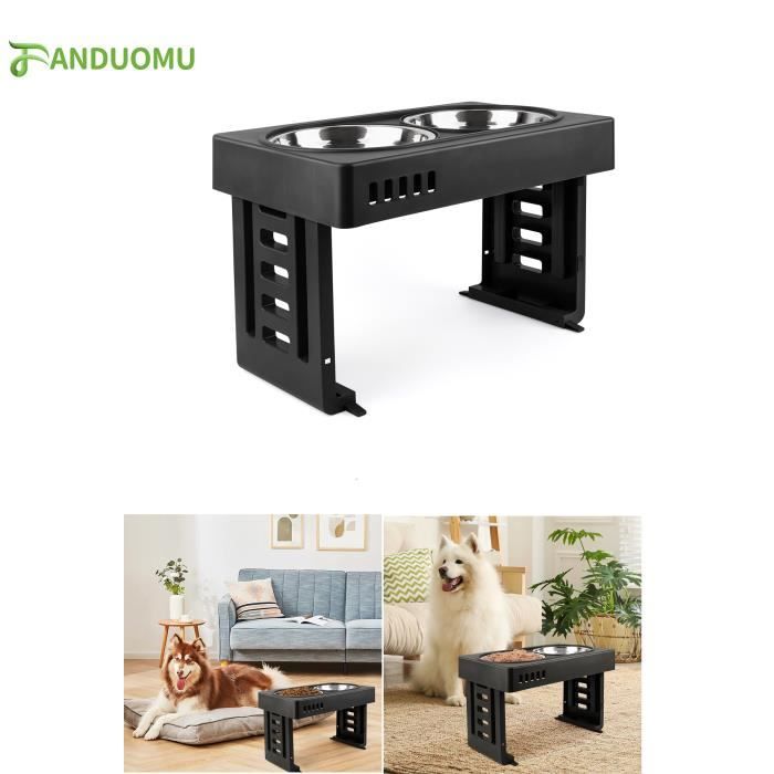 Meilleurs prix pour Gamelle Surélevée Double pour Chien - OHMG - 3 Hauteurs Ajustables - 2 Bols Amovibles en Inox - Noir