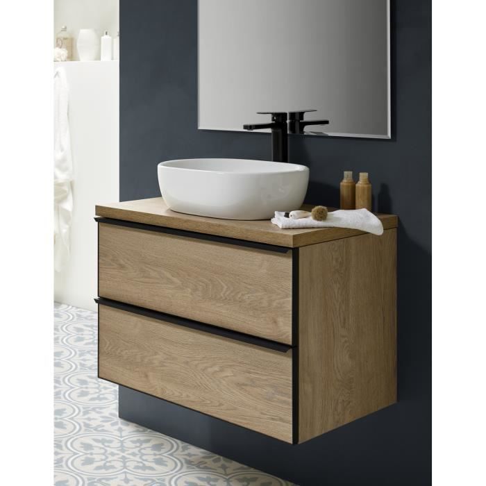 Meuble de salle de bain Montr al avec 2 tiroirs suspendus ch ne