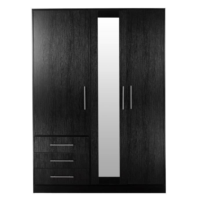 Armoire Noire 3 Portes Roma Achat Vente Armoire De Chambre