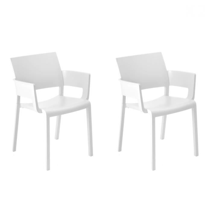 resol fiona lot 2 fauteuil pour extérieur ou intérieur jardin terrasse balcon salle à manger chaises empilables blanc