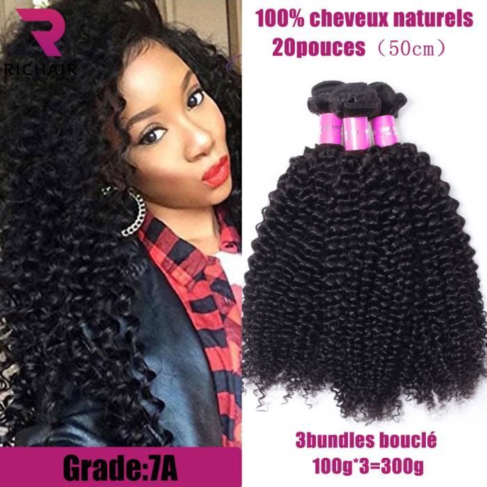 3 tissage bresilien boucle 100g/p 7A cheveux naturel humain vierge 20 ...