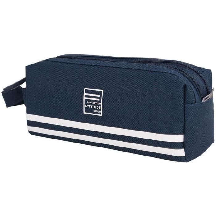 Trousse Scolaire Enfant 2 Pièces - Grande Capacité, 2 Compartiments, Tissu Oxford Résistant - Pour Fournitures, École, Bureau (Vert) - 9