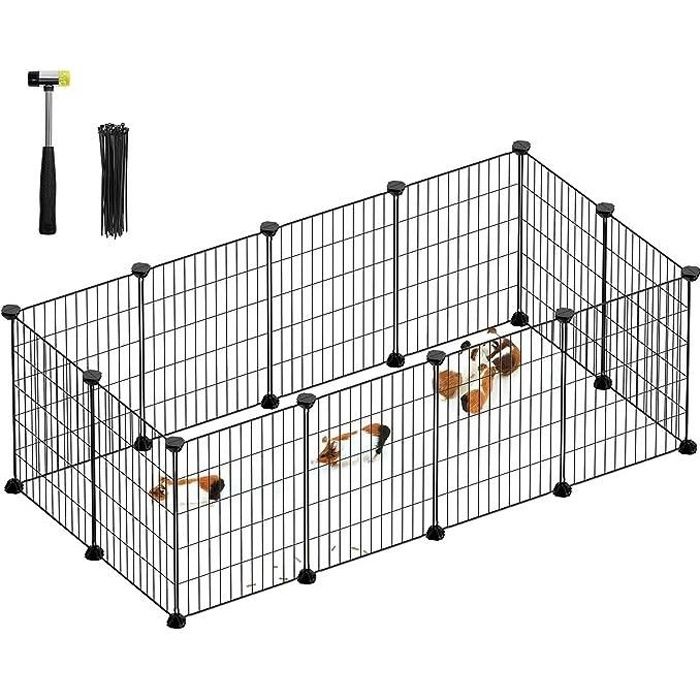 Meilleurs prix pour Cage pour Animauxde Companier, Enclos Métallique, Clôturepour Hamsters, Lapins, Parc Modulable, Petits Animaux, Noir
