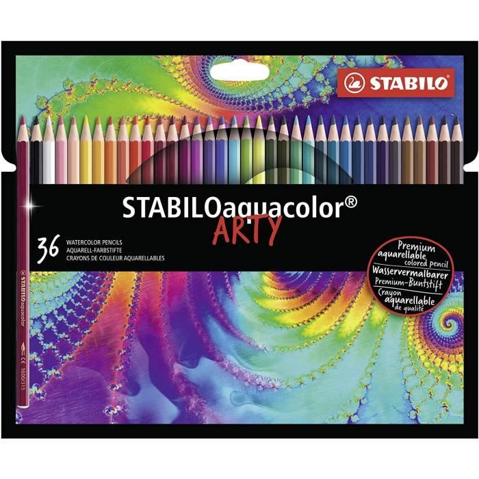 Etui de 36 crayons de couleur aquarellables aquacolor ARTY assortis
