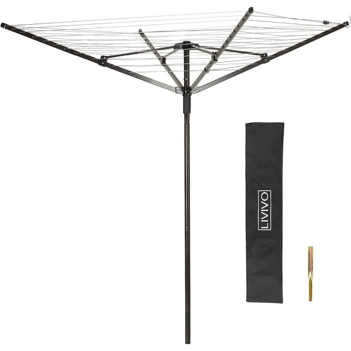 Étendoir à Linge Rotatif à 3 Bras En Acier Avec Revêtement En Poudre 30