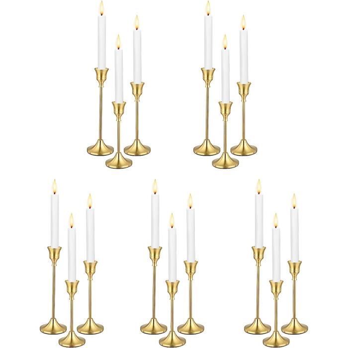 Lot de 2 Bougeoirs Chandelier en Céramique Blanc et En Métal Vintage Années 60 70 - Décoration