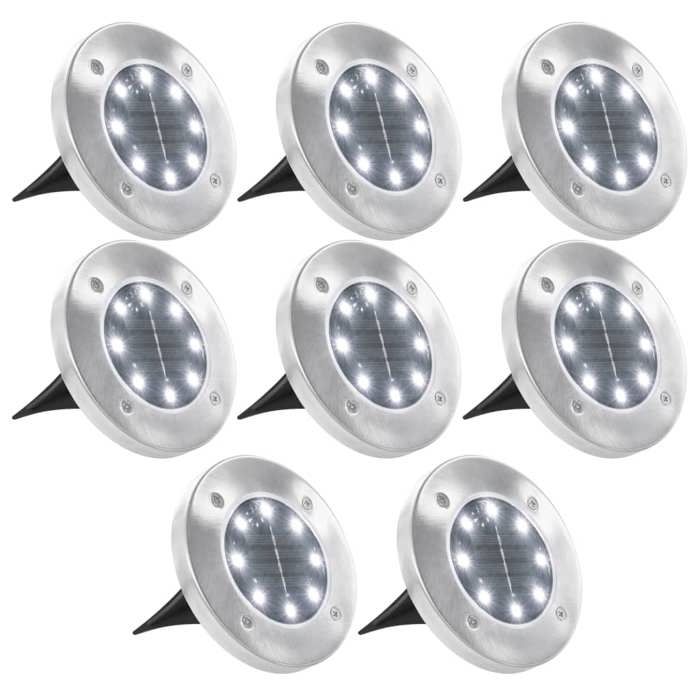 vidaXL 8x Lampe Solaire de Sol Lumières LED Luminaire Éclairage Jardin 44416 - vue 2