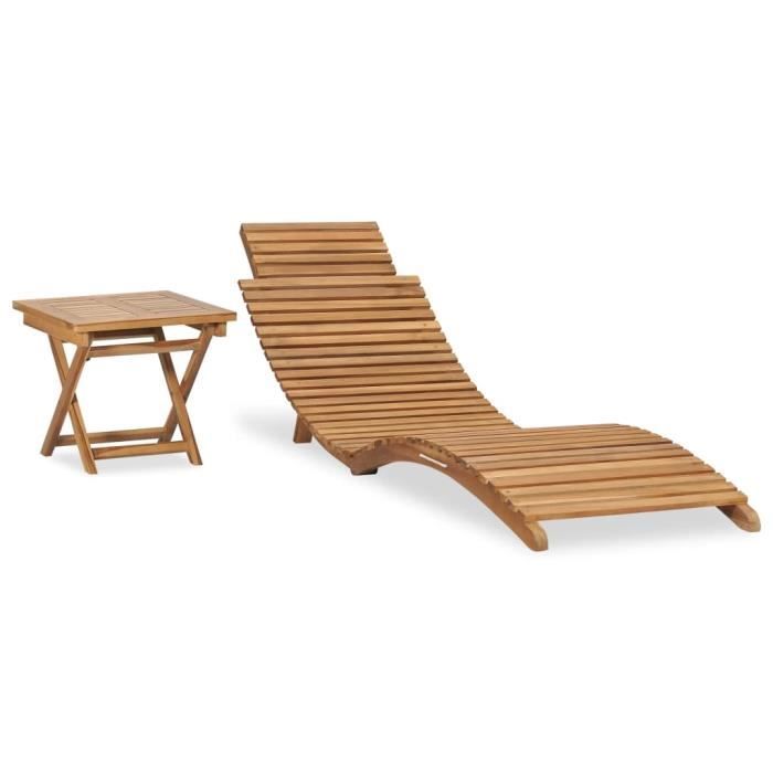 VidaXL Chaise Longue en Teck avec Table Teck