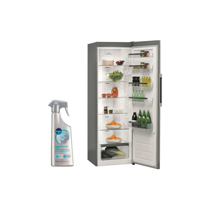 WHIRLPOOL Réfrigérateur Frigo simple porte inox 363L Froid Brassé 6eme Sens 63 Inox
